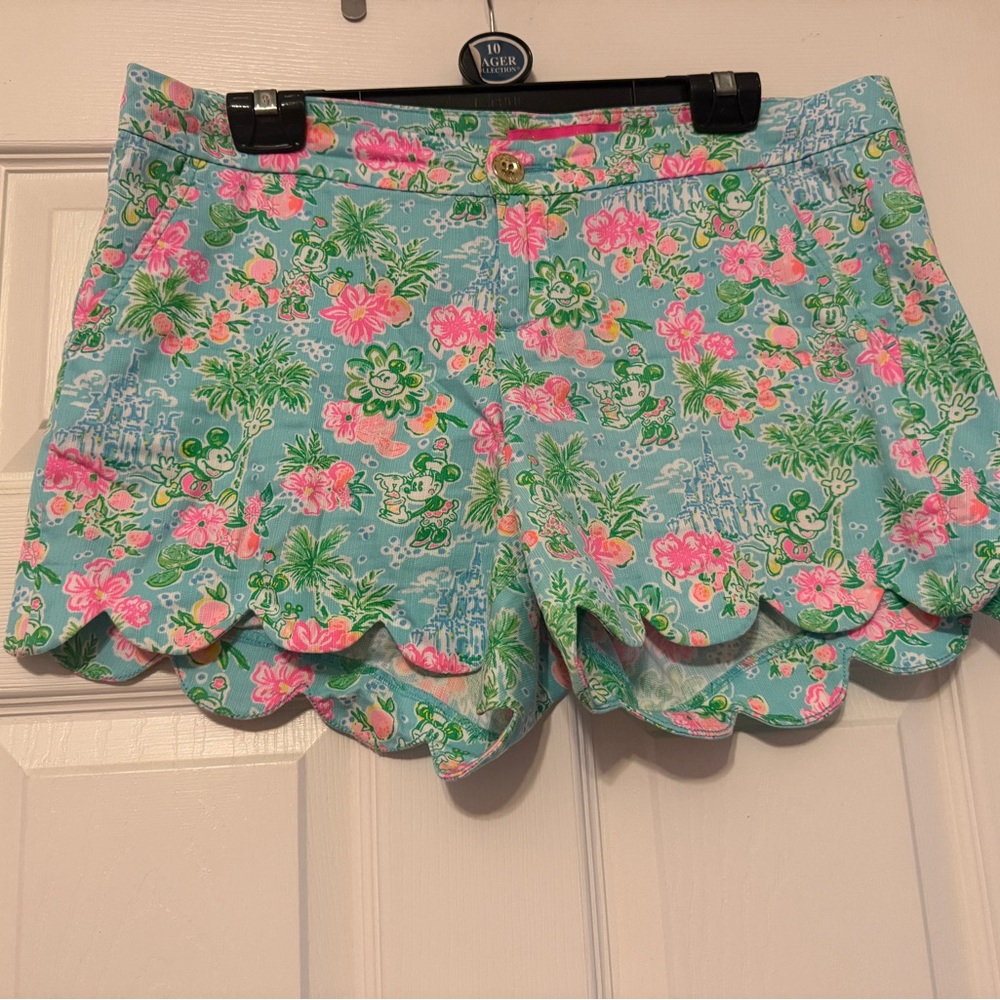 Lilly Pulitzer High Waist Floral Shorts - Pink and Green